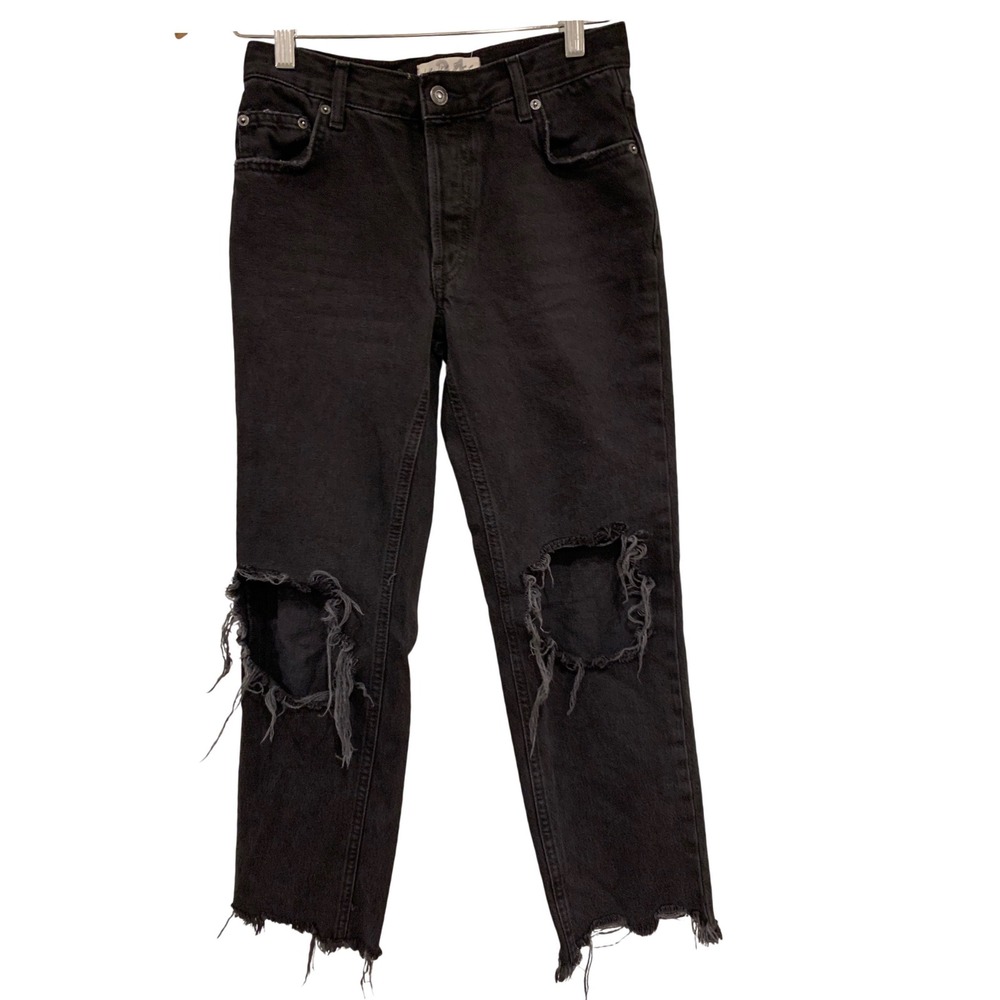 We The Free Distressed‎ Black Jeans 24 Cotton Grunge Streetwear Womens